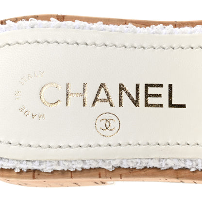 Chanel Tweed Cork CC Chain Mule Sandal 35.5 White 7 of 8