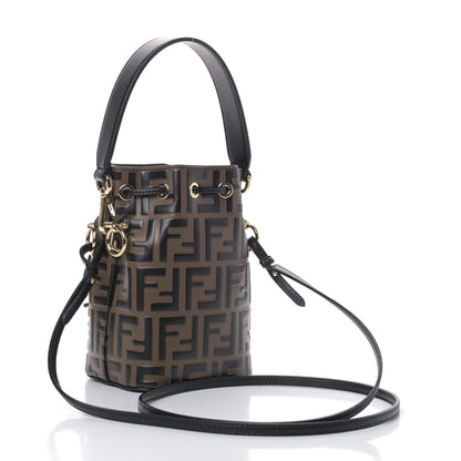 Fendi Vitello Liberty F is Fendi Bi-Color FF 1974 Embossed Mini Mon Tresor Bucket Bag Maya Black 2 of 4