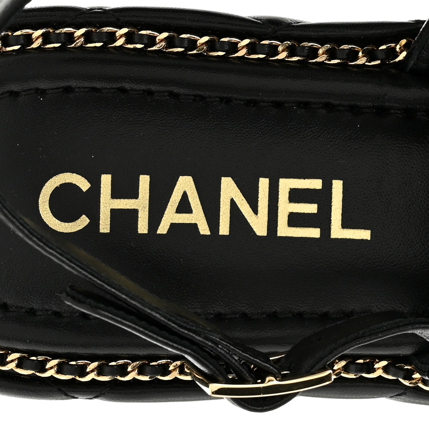 Chanel Shiny Lambskin Quilted Chain Around CC Platform Sandals 40 Black 7 of 9