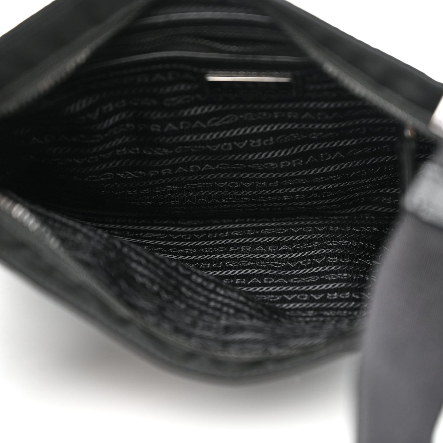 Tessuto Nylon Saffiano Flat Messenger Bag Black