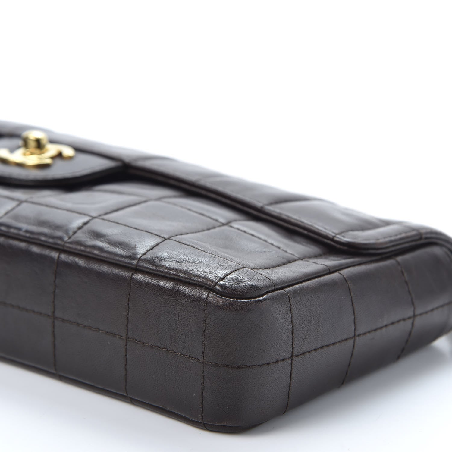 Chanel Lambskin East West Chocolate Bar Flap Dark Brown 13 of 20