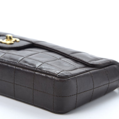 Chanel Lambskin East West Chocolate Bar Flap Dark Brown 13 of 20