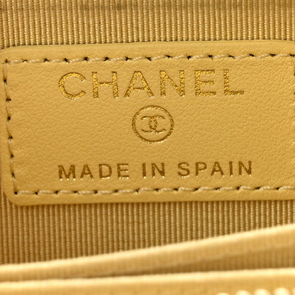 Chanel Iridescent Caviar Quilted Zip Coin Purse Yellow 6 of 9