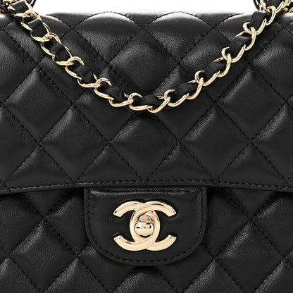 Chanel Lambskin Quilted Crystal Top Handle Small Rectangular Flap Black 8 of 11