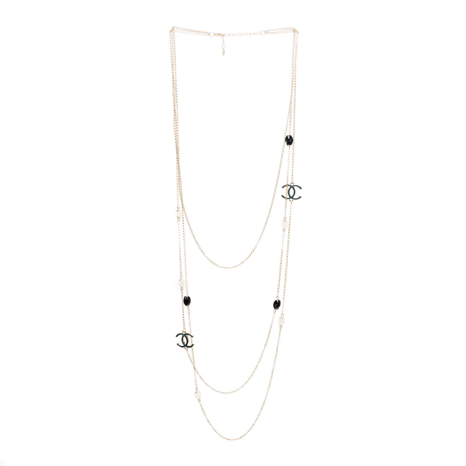 Chanel Glass Bead CC Chain Multi Strand Necklace Gold 3 of 5