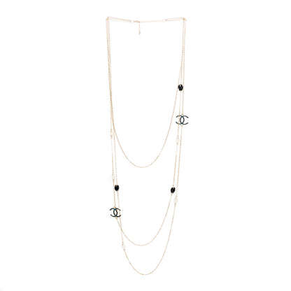 Chanel Glass Bead CC Chain Multi Strand Necklace Gold 3 of 5
