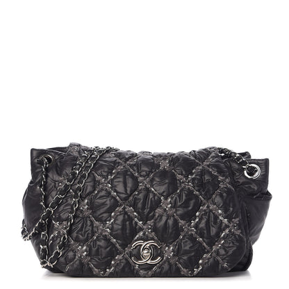 Chanel Nylon Quilted Tweed Stitch Bubble Flap Black 1 of 9