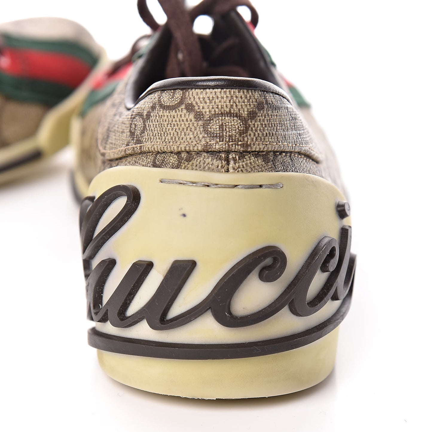 GG Monogram Web Womens Script Sneakers 38 Brown