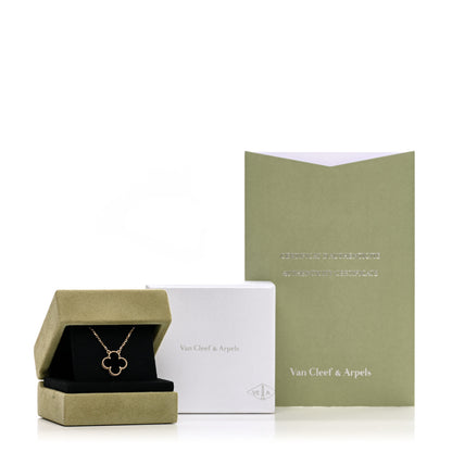 Van Cleef & Arpels 18K Yellow Gold Black Onyx Vintage Alhambra Pendant Necklace 5 of 5