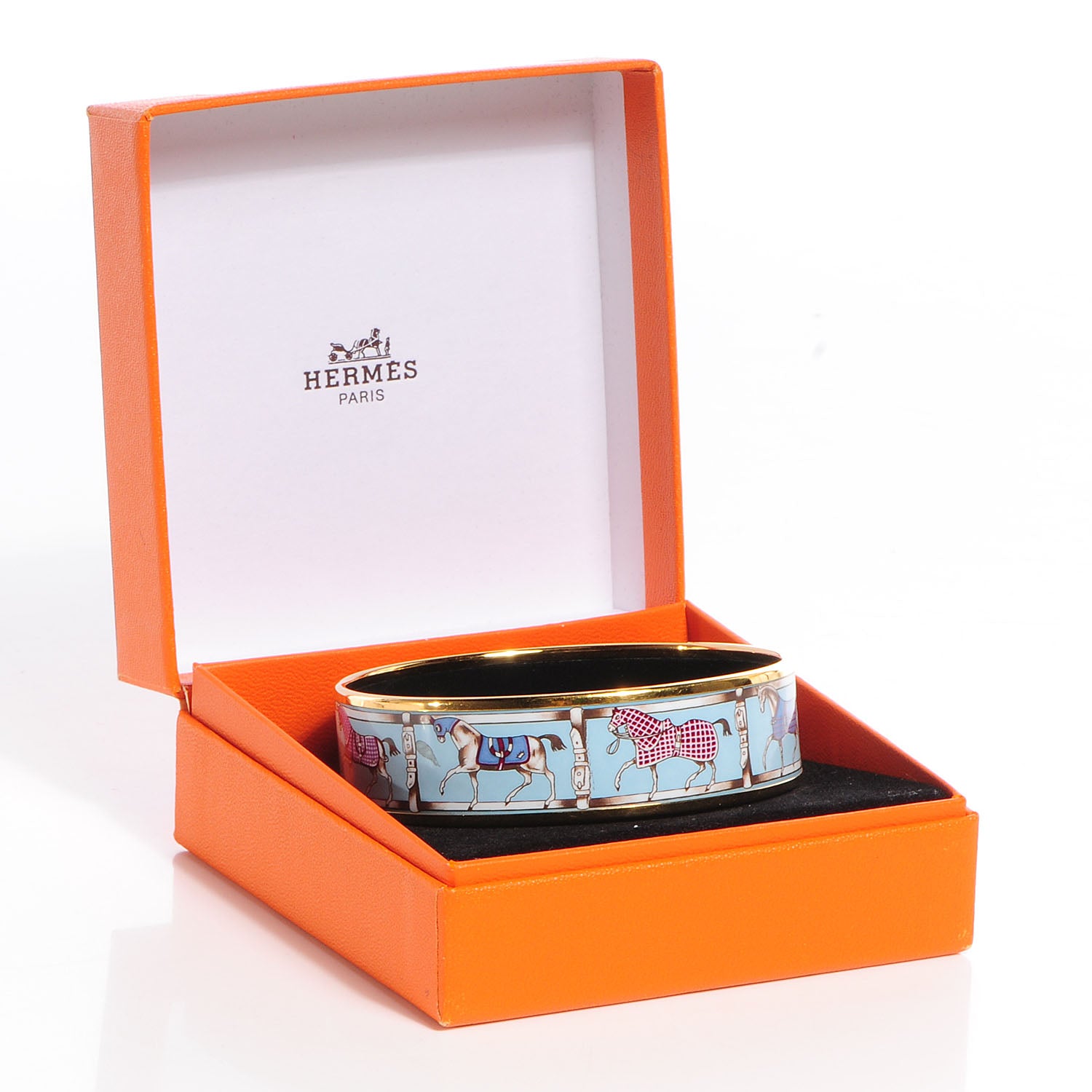 Hermes Enamel Printed Tenues Et Couvertures Wide Bracelet 70 6 of 6