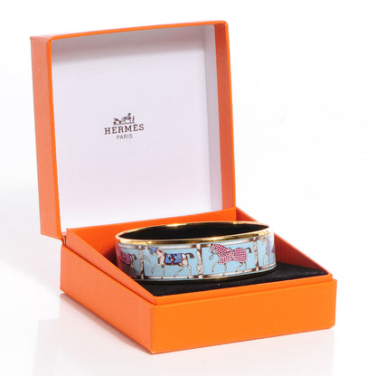 Hermes Enamel Printed Tenues Et Couvertures Wide Bracelet 70 6 of 6