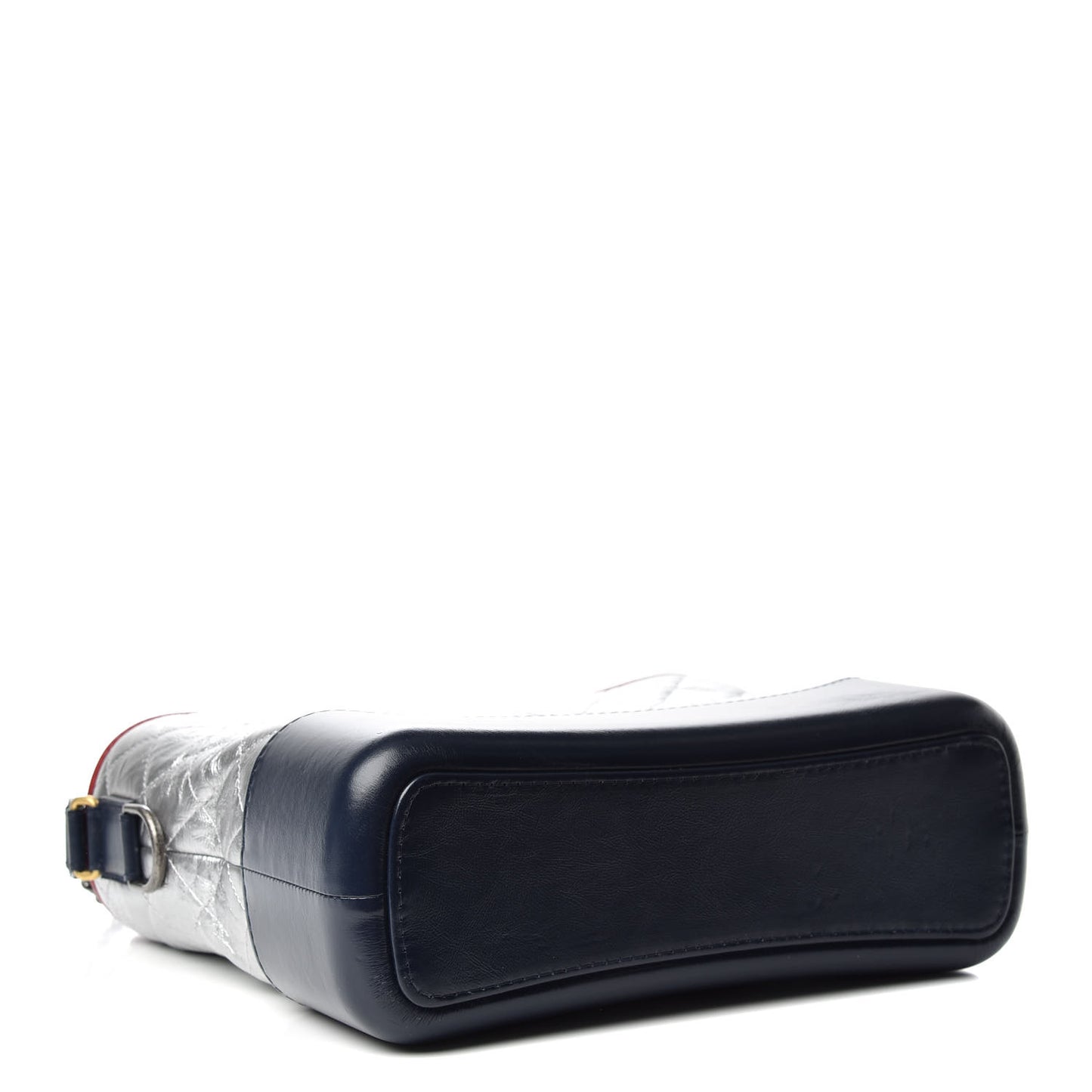 Metallic Aged Calfskin Quilted Medium Gabrielle Hobo Silver Navy Red