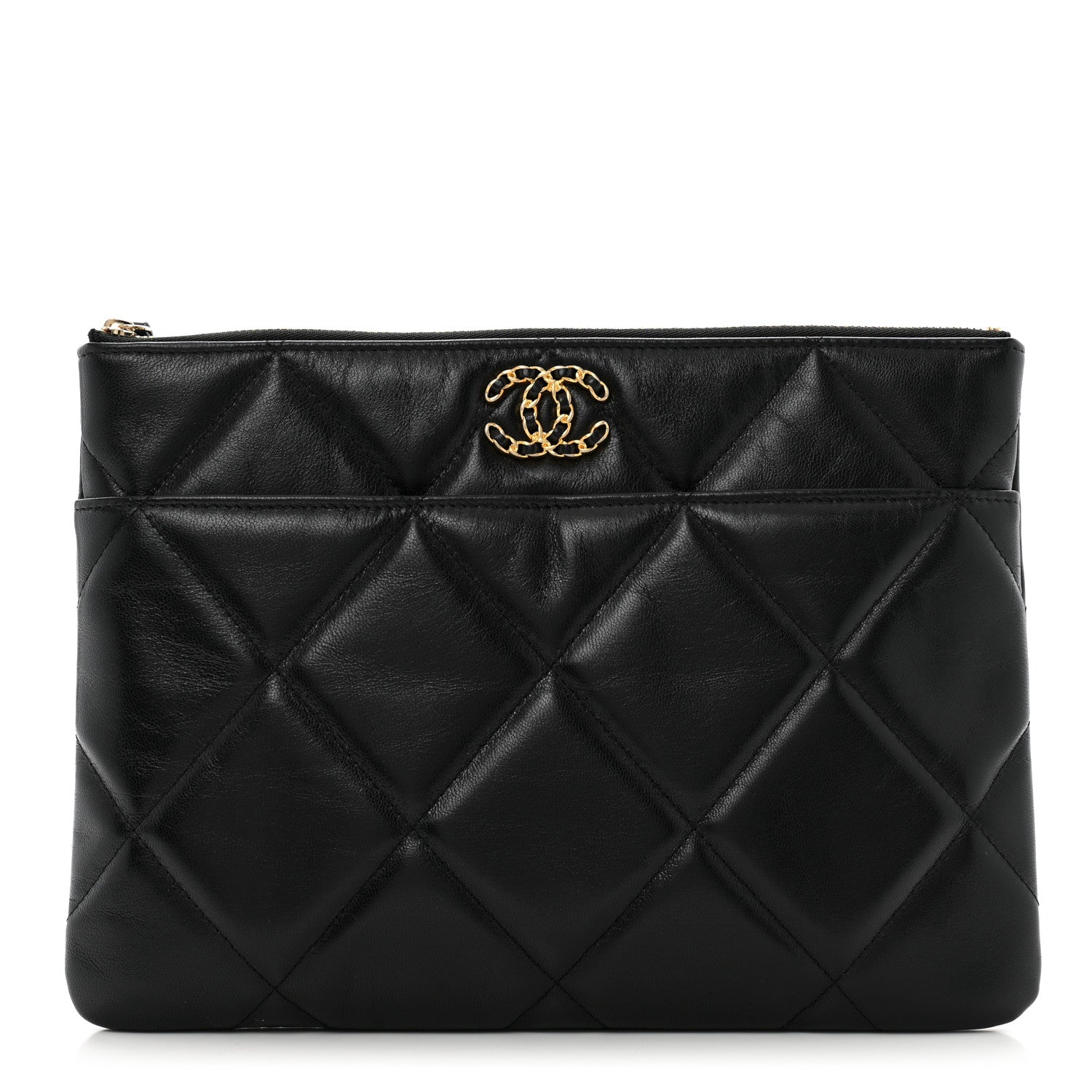 Chanel Goatskin Quilted Chanel 19 Pouch Black 1 of 9