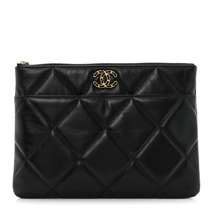 Chanel Goatskin Quilted Chanel 19 Pouch Black 1 of 9