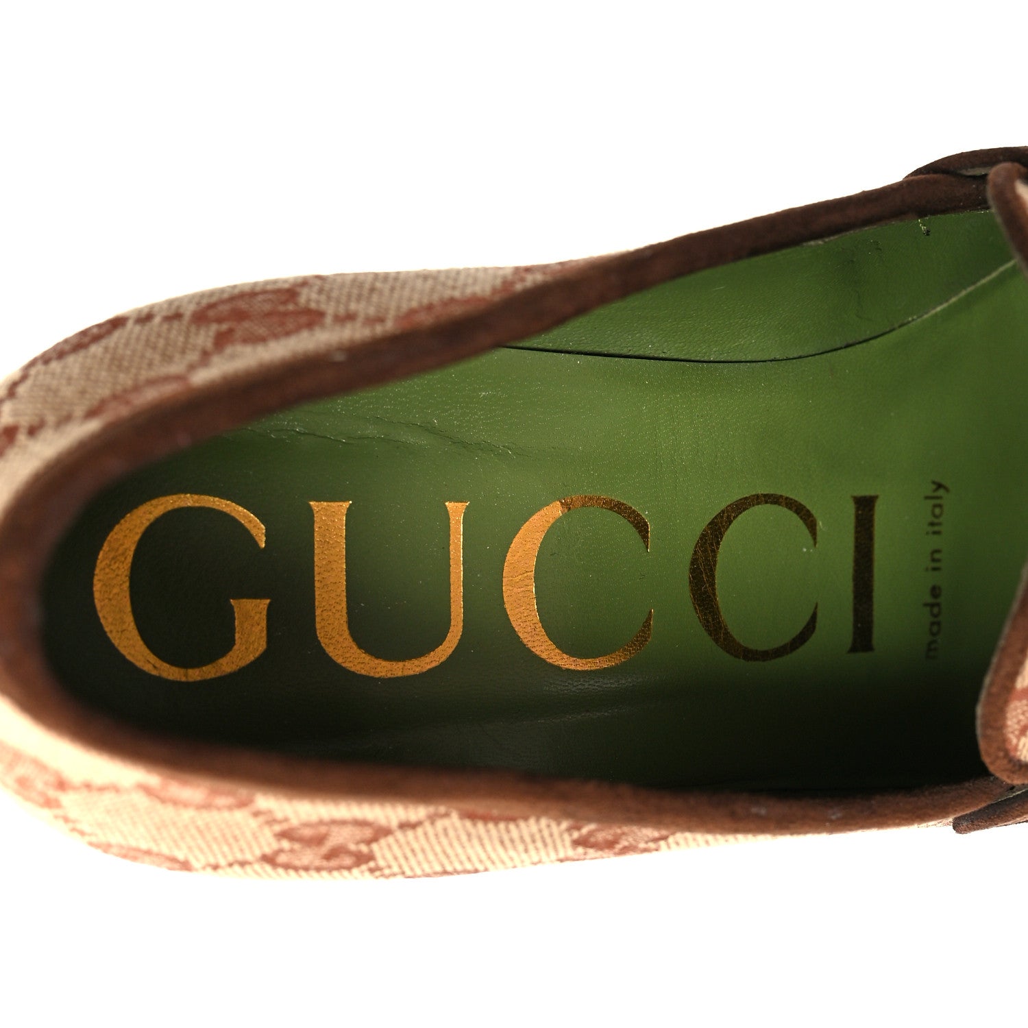 Gucci GG Monogram Suede Houdan Mid Heel Platform Loafers 35.5 Beige Ruggine Maroon 7 of 9