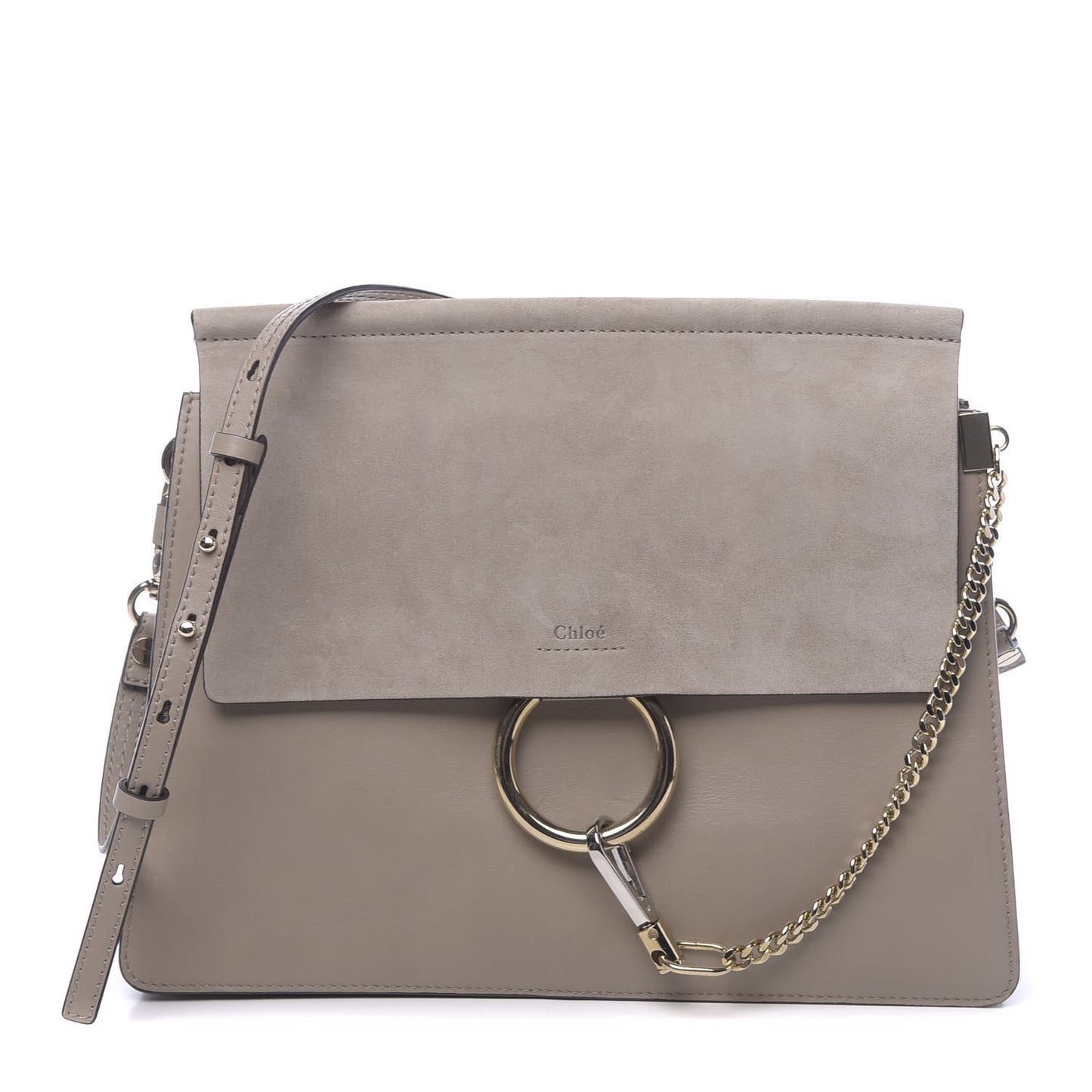 Calfskin Suede Medium Faye Shoulder Bag Motty Grey