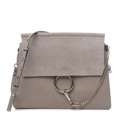 Chloe Calfskin Suede Medium Faye Shoulder Bag Motty Grey 1 of 10