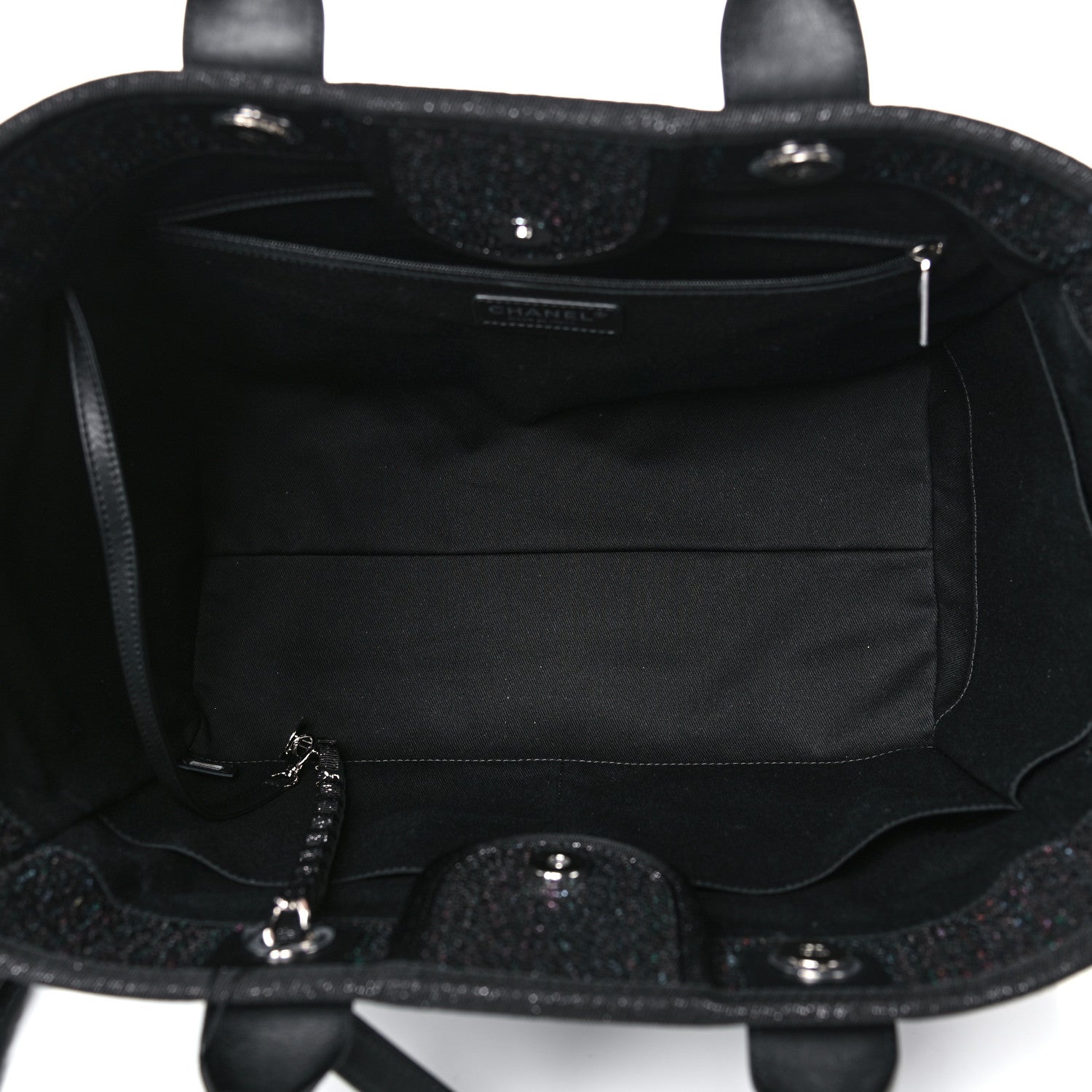Chanel Calfskin Sequin Medium Deauville Tote Black 5 of 9