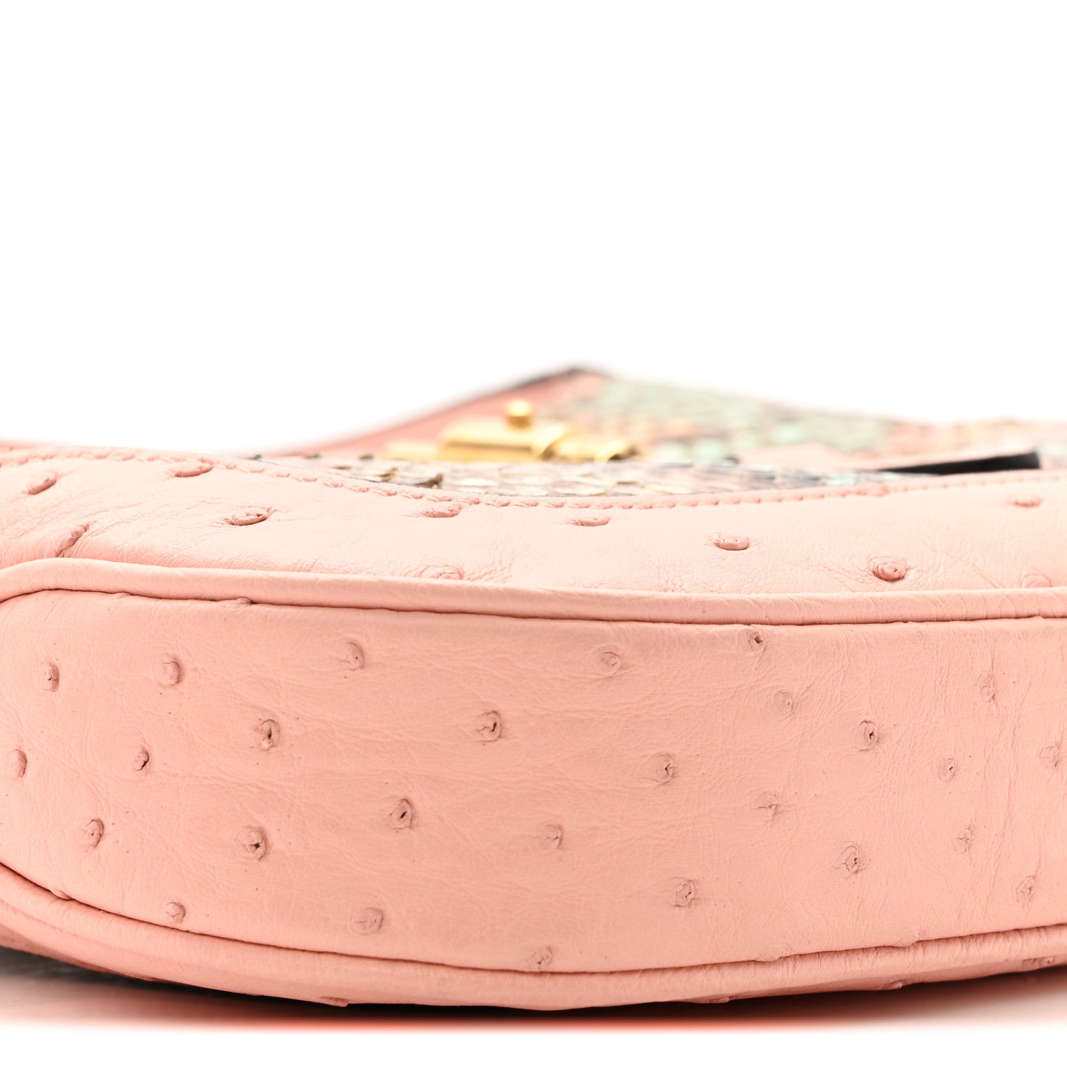 Gucci Snakeskin Ostrich Calfskin Small Jackie 1961 Hobo Pink Multicolor 10 of 15