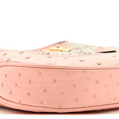 Gucci Snakeskin Ostrich Calfskin Small Jackie 1961 Hobo Pink Multicolor 10 of 15