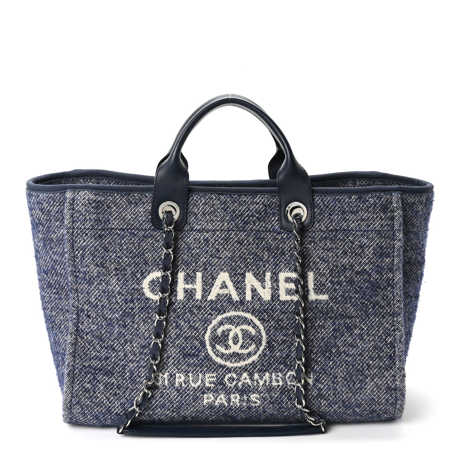 Chanel Mixed Fibers Calfskin Medium Deauville Tote Blue 1 of 10