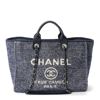 Chanel Mixed Fibers Calfskin Medium Deauville Tote Blue 1 of 10