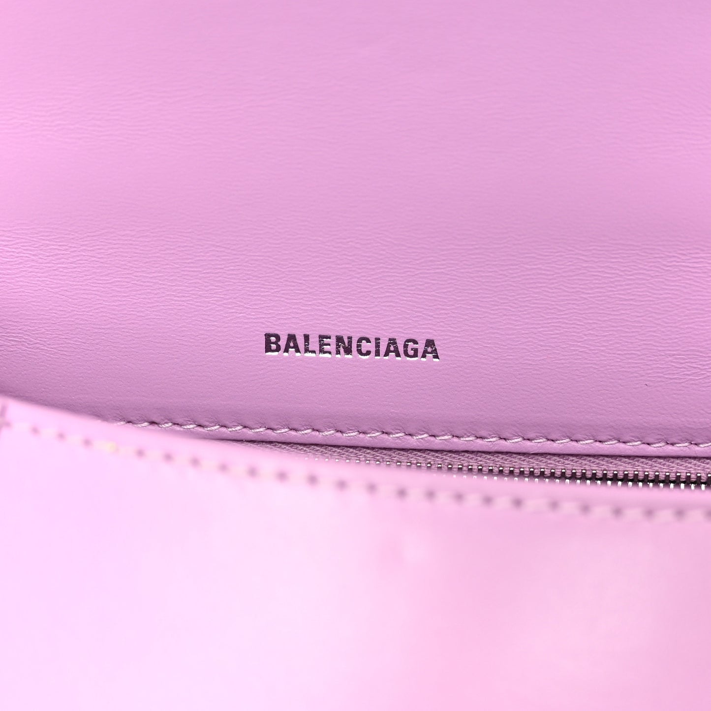 Shiny Box Calfskin Tonal B Small Hourglass Top Handle Bag Lilac