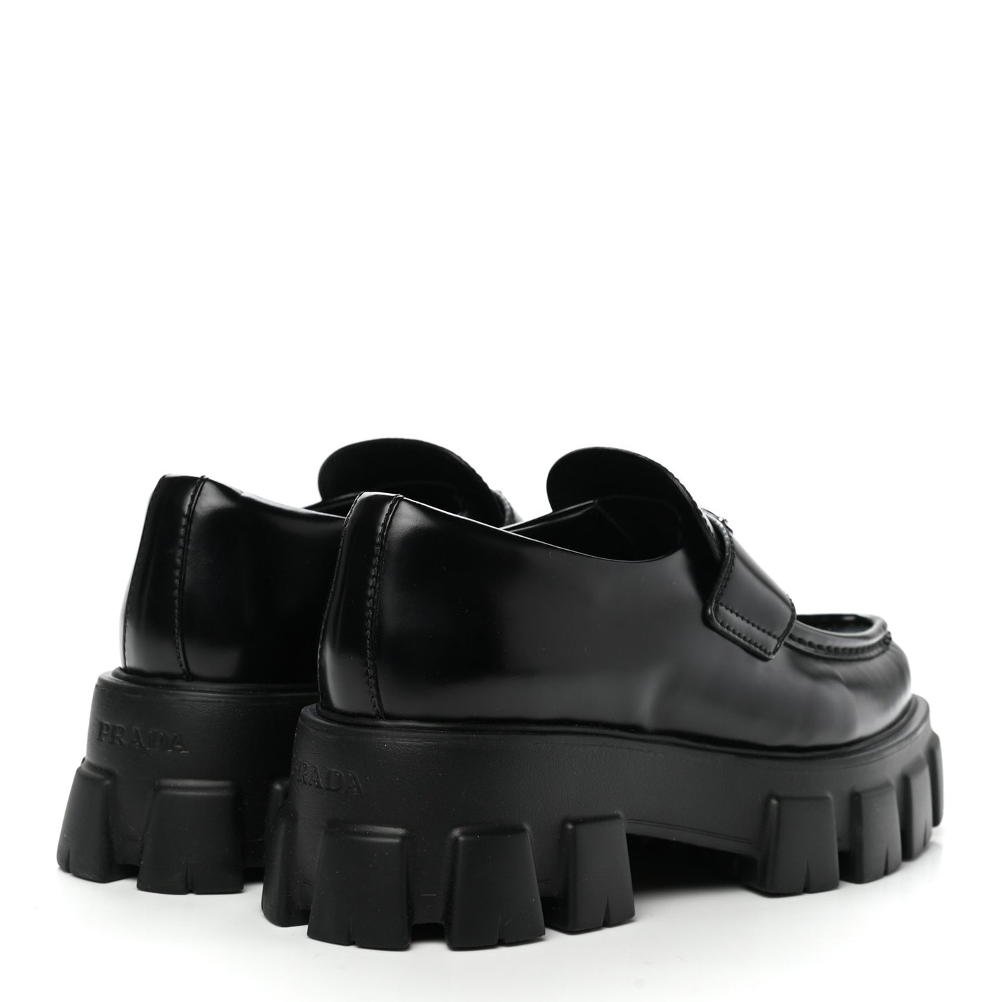 Spazzolato Triangle Logo Monolith Pointy 55mm Loafers 38 Black
