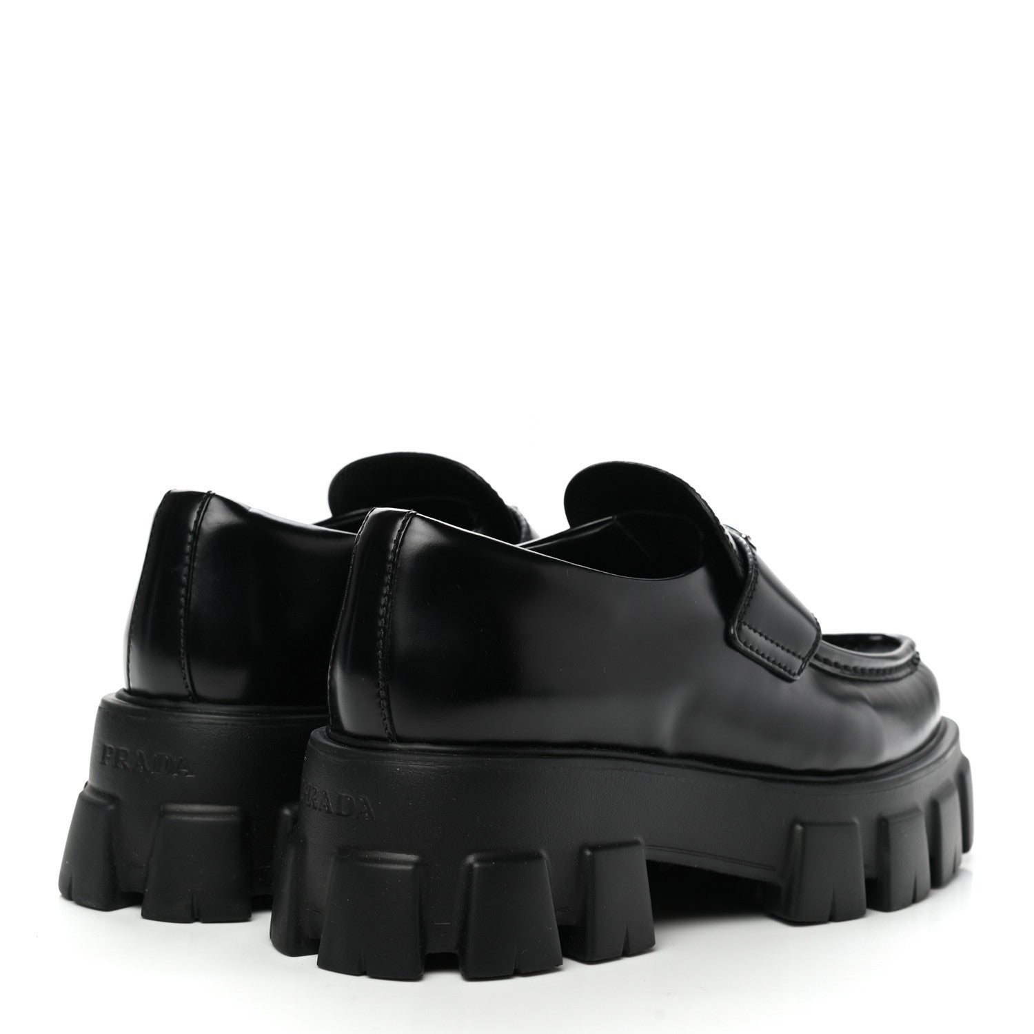 Prada Spazzolato Triangle Logo Monolith Pointy 55mm Loafers 38 Black 4 of 8