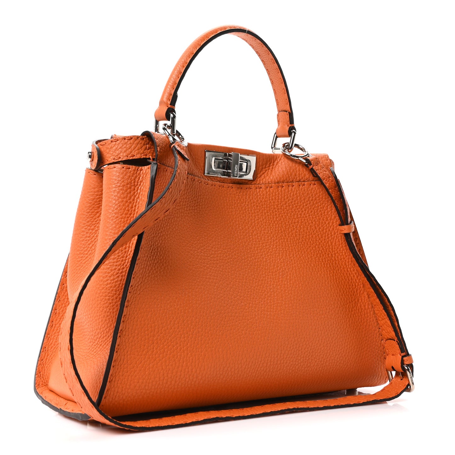 Cuoio Romano Selleria Bi-Color Medium Peekaboo Iconic Satchel Orange Stone