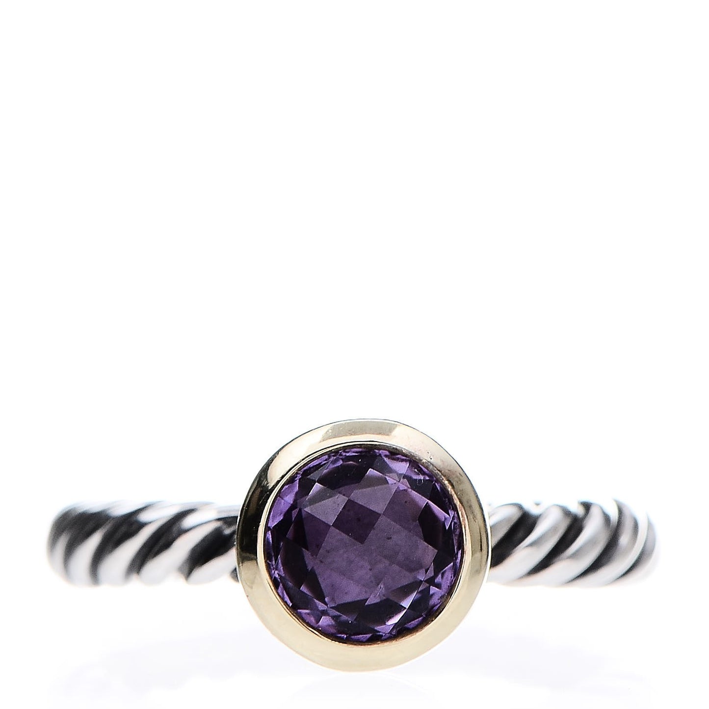Sterling Silver 18K Yellow Gold Amethyst Color Classics Ring 49.5 5