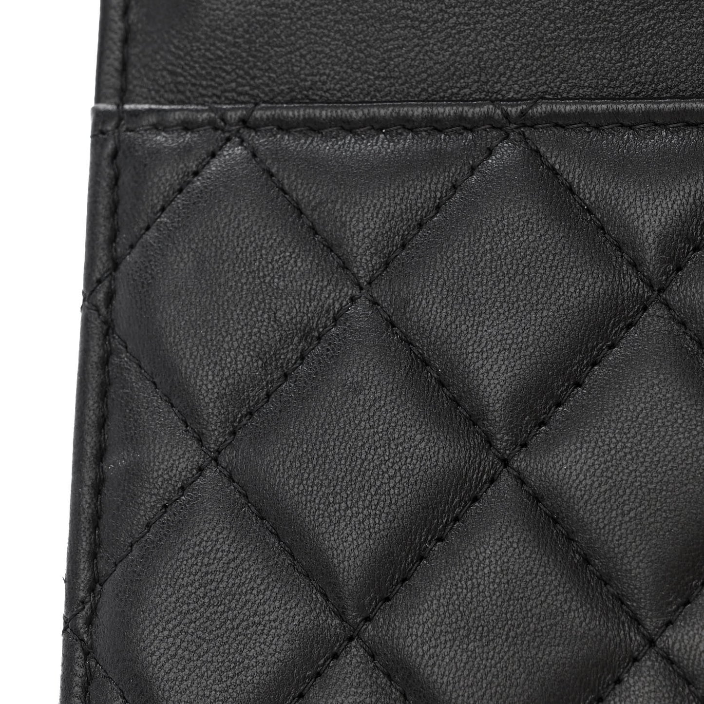 Lambskin Quilted Trendy CC Wallet On Chain WOC Black