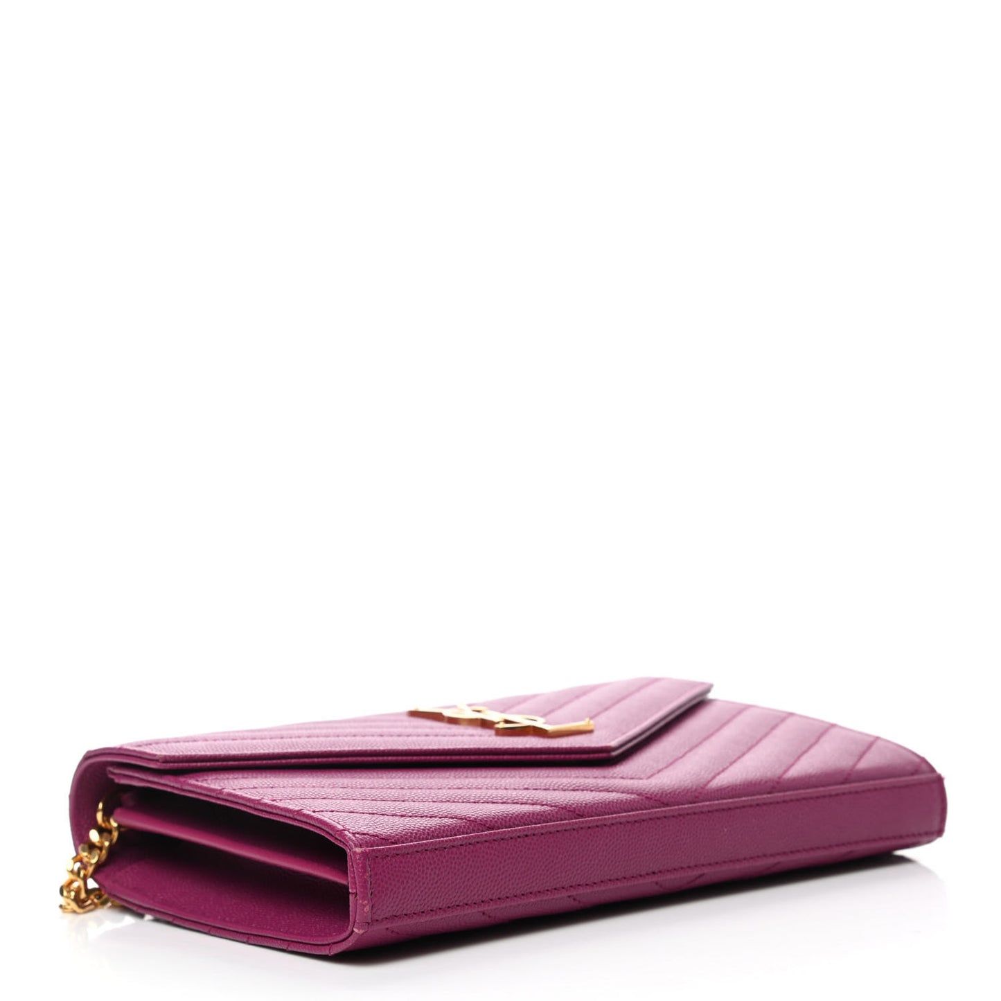 Grain De Poudre Matelasse Chevron Monogram Chain Wallet Dark Grape