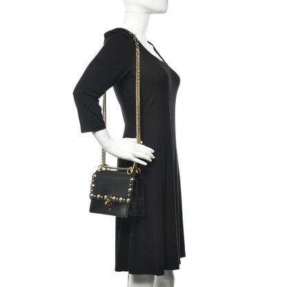 Fendi Vitello Liberty Metal Scalloped Multi Studded Small Kan I Shoulder Bag Black 2 of 9