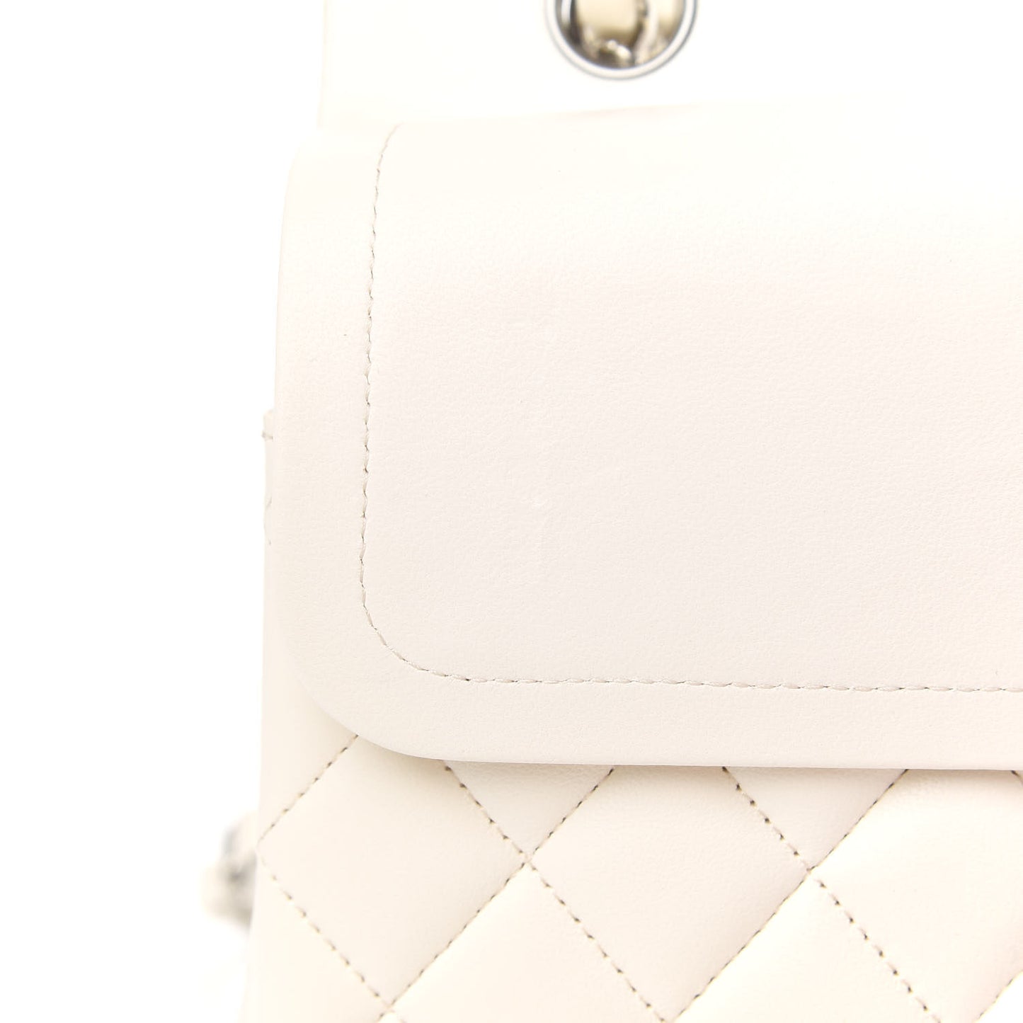 Lambskin Quilted Medium Double Flap White