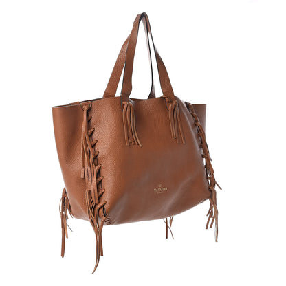 Valentino Garavani Grained Calfskin C-Rockee Fringe Tote Light Cuir 3 of 9