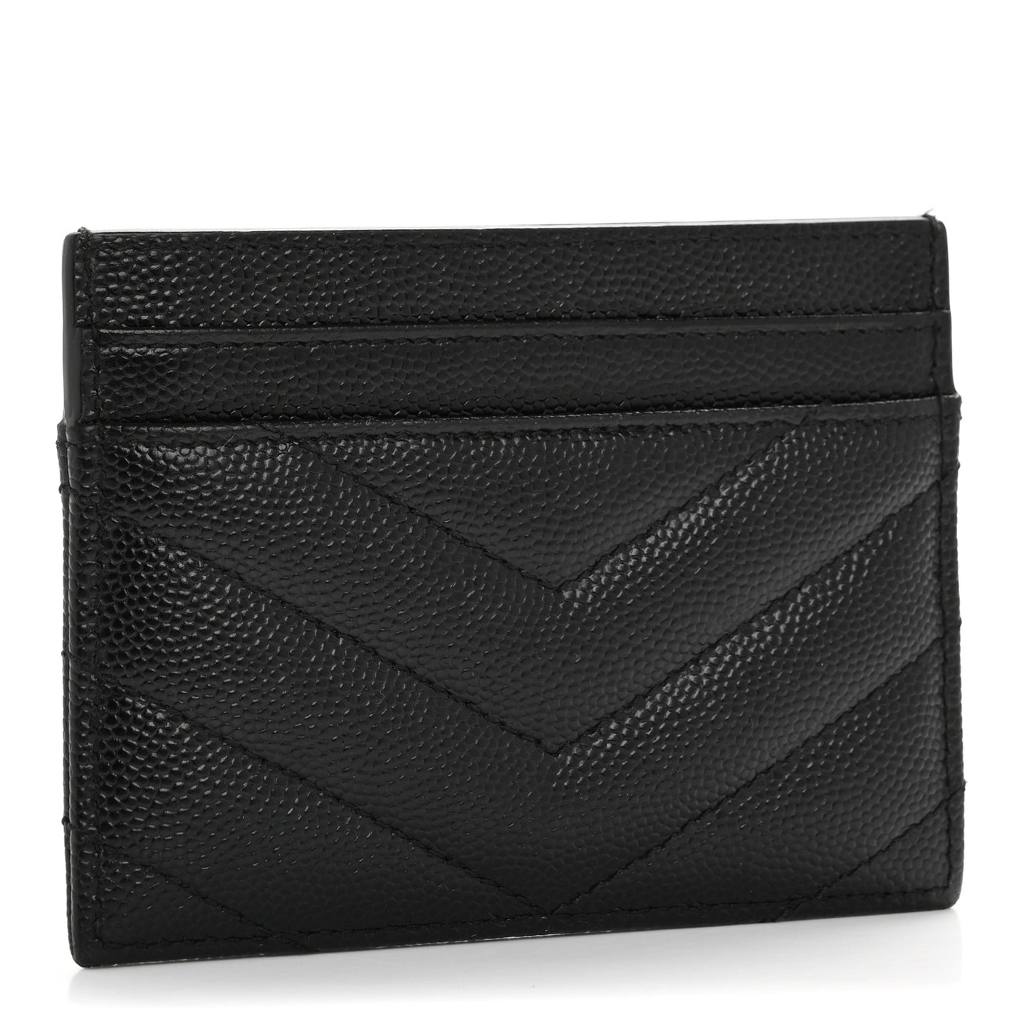 Grain De Poudre Matelasse Chevron Monochrome Monogram Credit Card Case Black