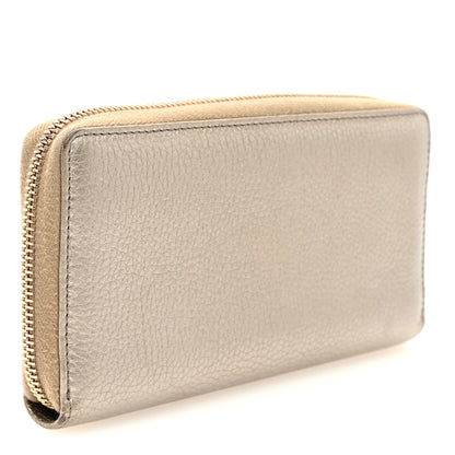 Gucci Metallic Pebbled Calfskin Soho Zip Around Wallet Golden Beige 3 of 7