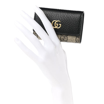 Gucci Dollar Calfskin GG Supreme Monogram GG Marmont 6 Key Holder Case Black Beige Ebony 2 of 9