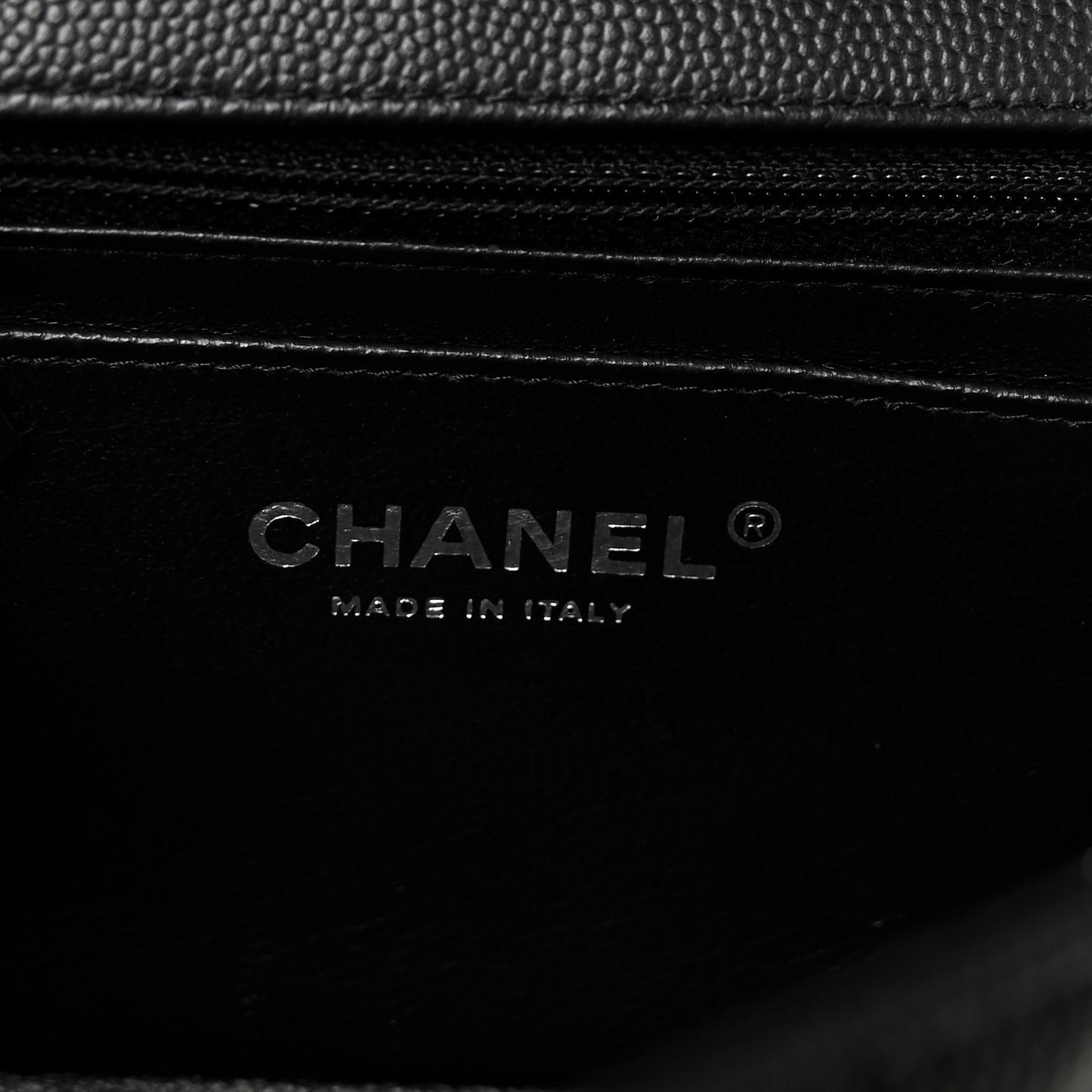 Caviar Chevron Quilted Mini Rectangular Flap Black
