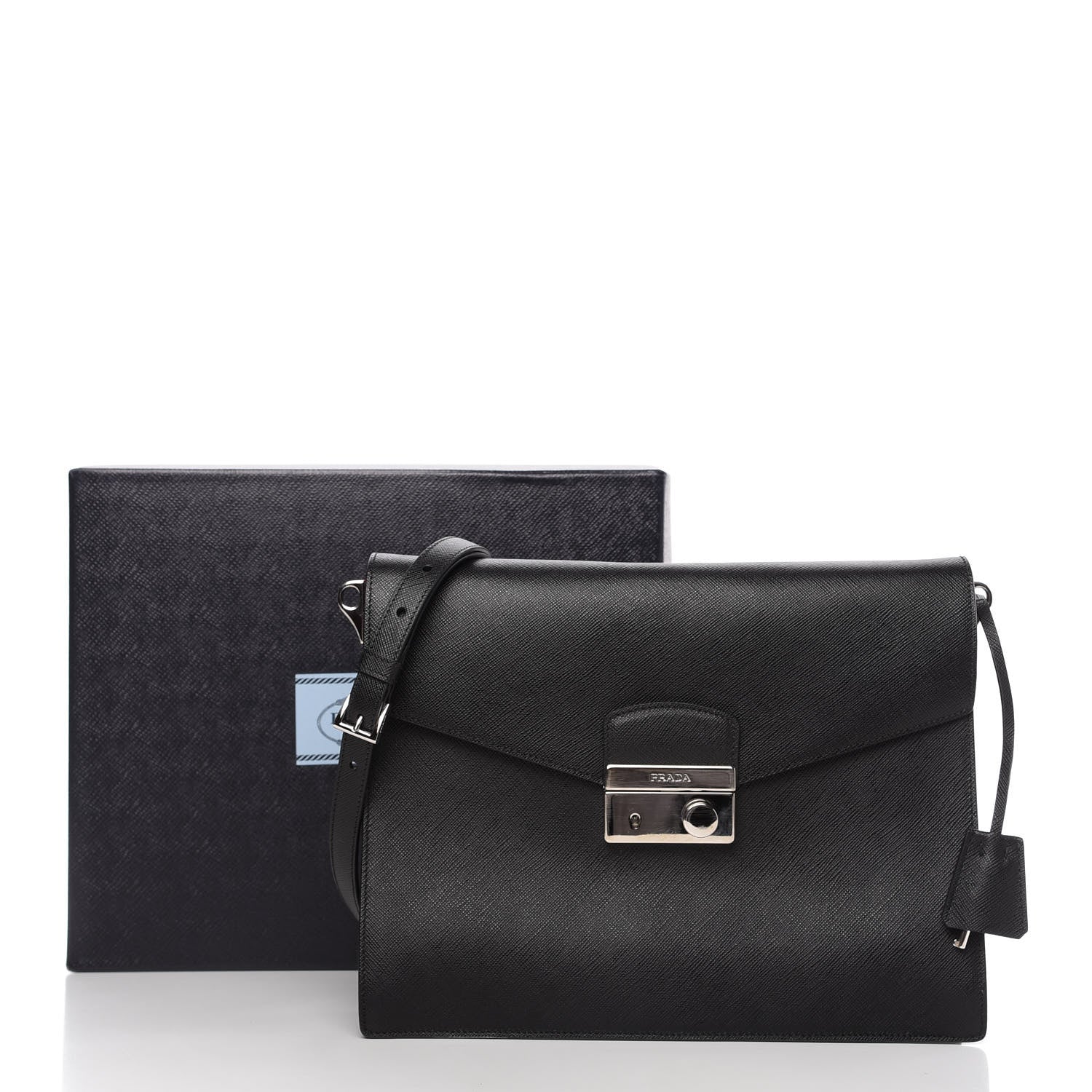Prada Saffiano Lux Top Handle Flap Black 11 of 11