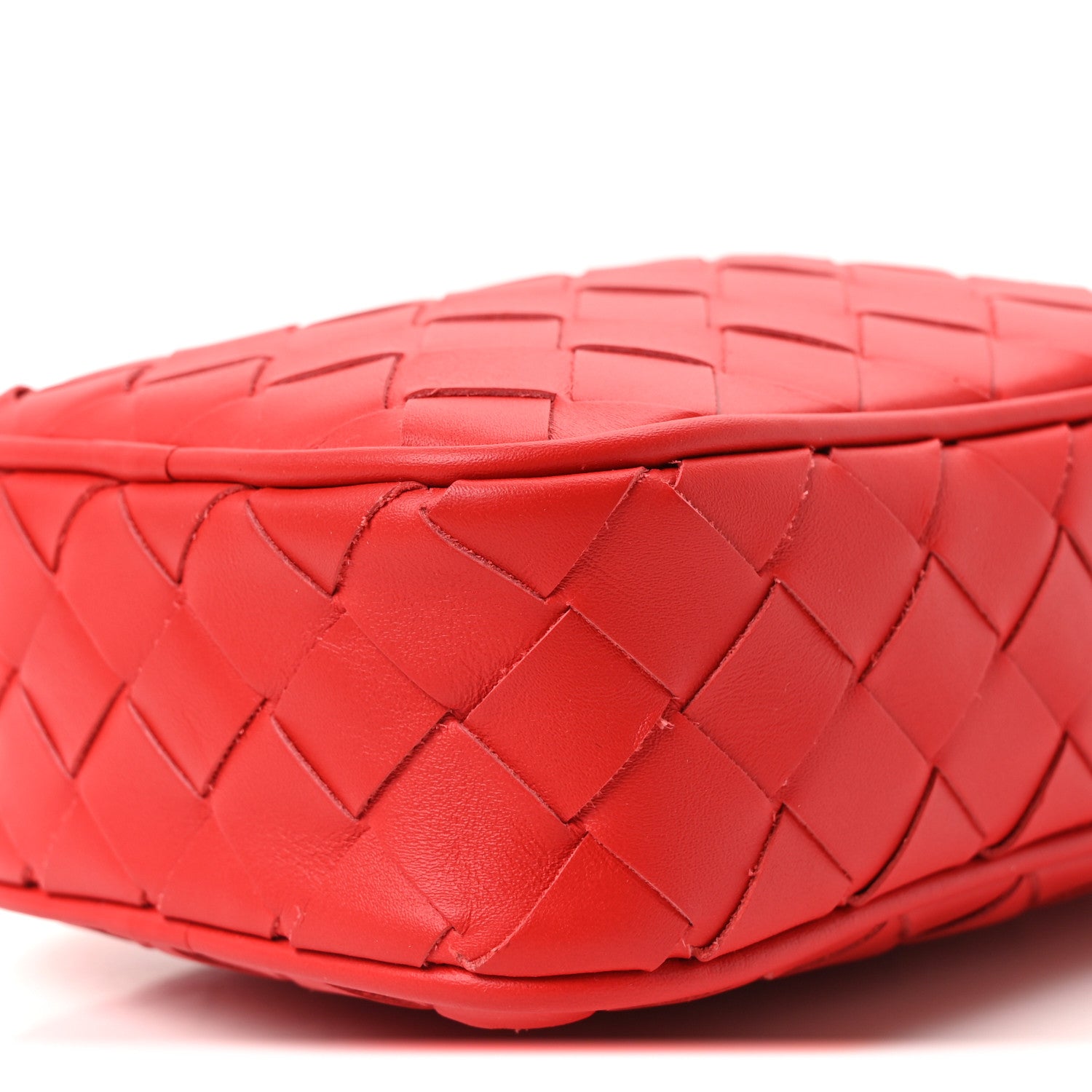 Bottega Veneta Red Leather Intrecciato Leather Phone Pouch