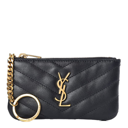 Saint Laurent Calfskin Matelasse Monogram Key Pouch Black 1 of 8