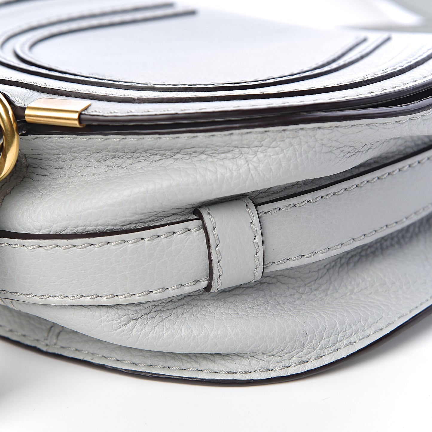 Calfskin Mini Marcie Round Crossbody Bag Airy Grey