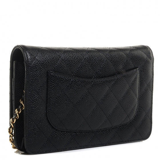 Caviar Quilted Wallet On Chain WOC Black