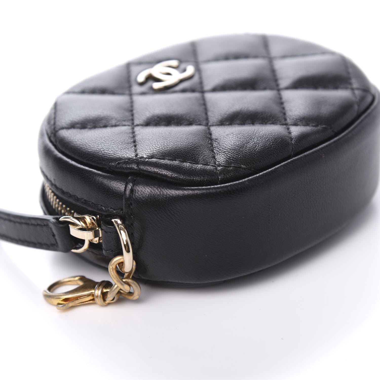 Chanel Lambskin Quilted Zip Around Classic Coin Purse Black 6 of 8