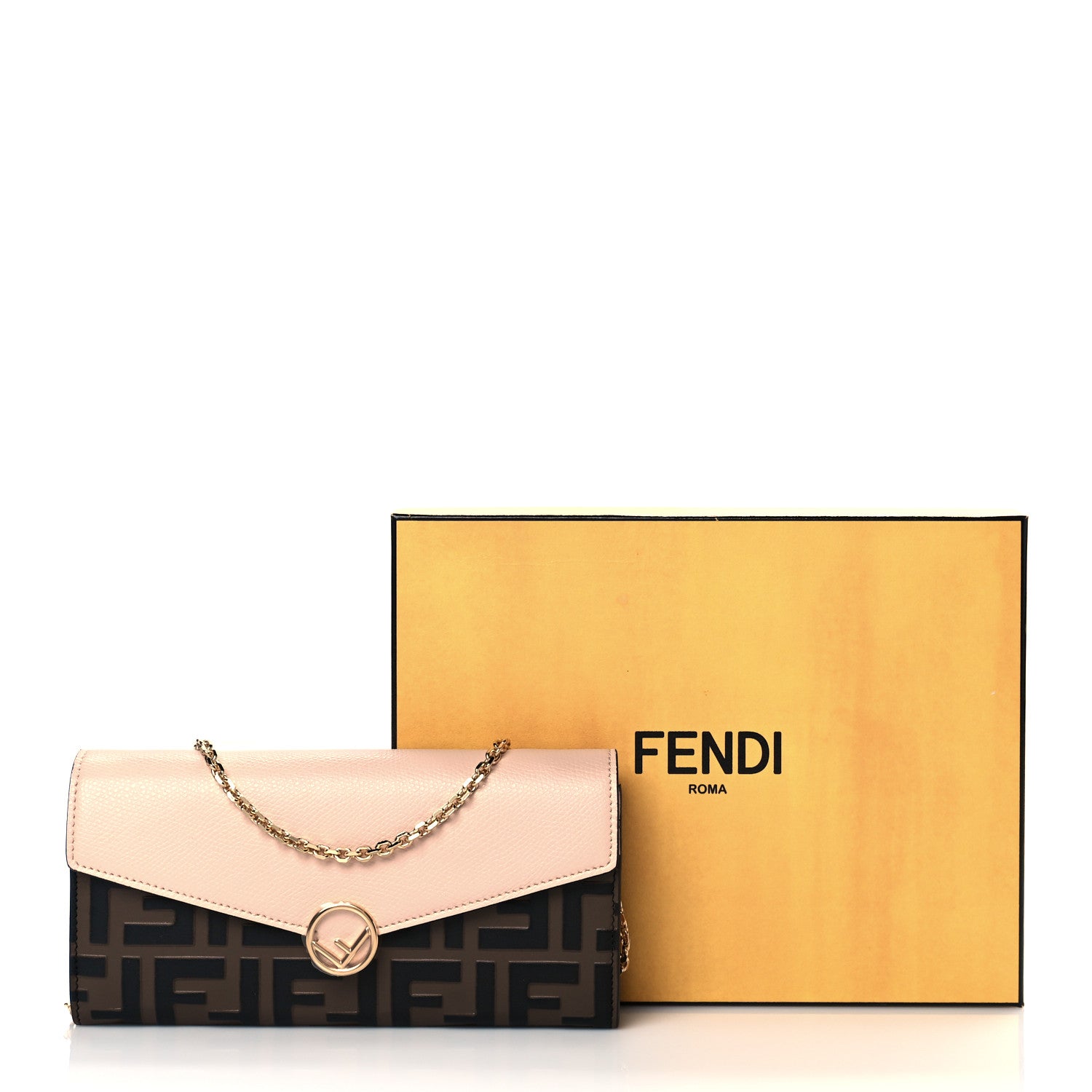 Fendi Vitello Cruise F is Fendi Bi-Color FF 1974 Embossed Continental Envelope Wallet On Chain Maya Black Light Rose 12 of 12