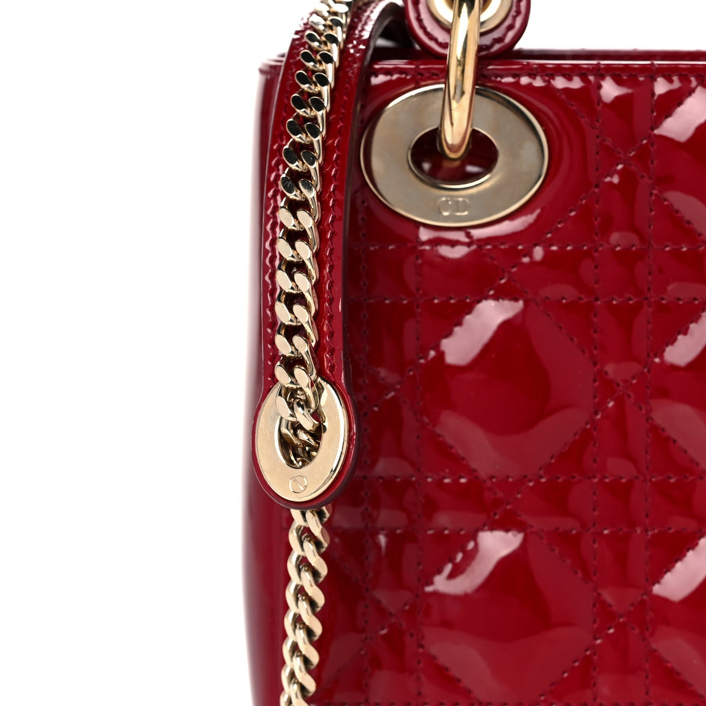 Patent Cannage Mini Lady Dior Red