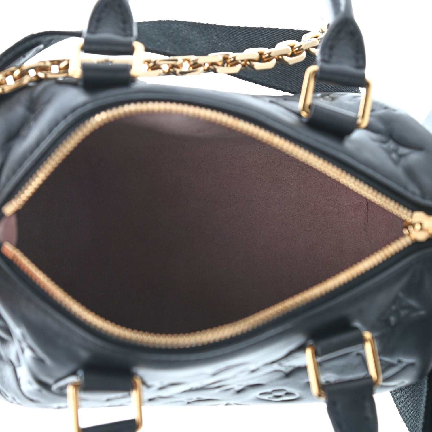 Louis Vuitton Lambskin Embossed Monogram Speedy 22 Bandouliere Black 5 of 9