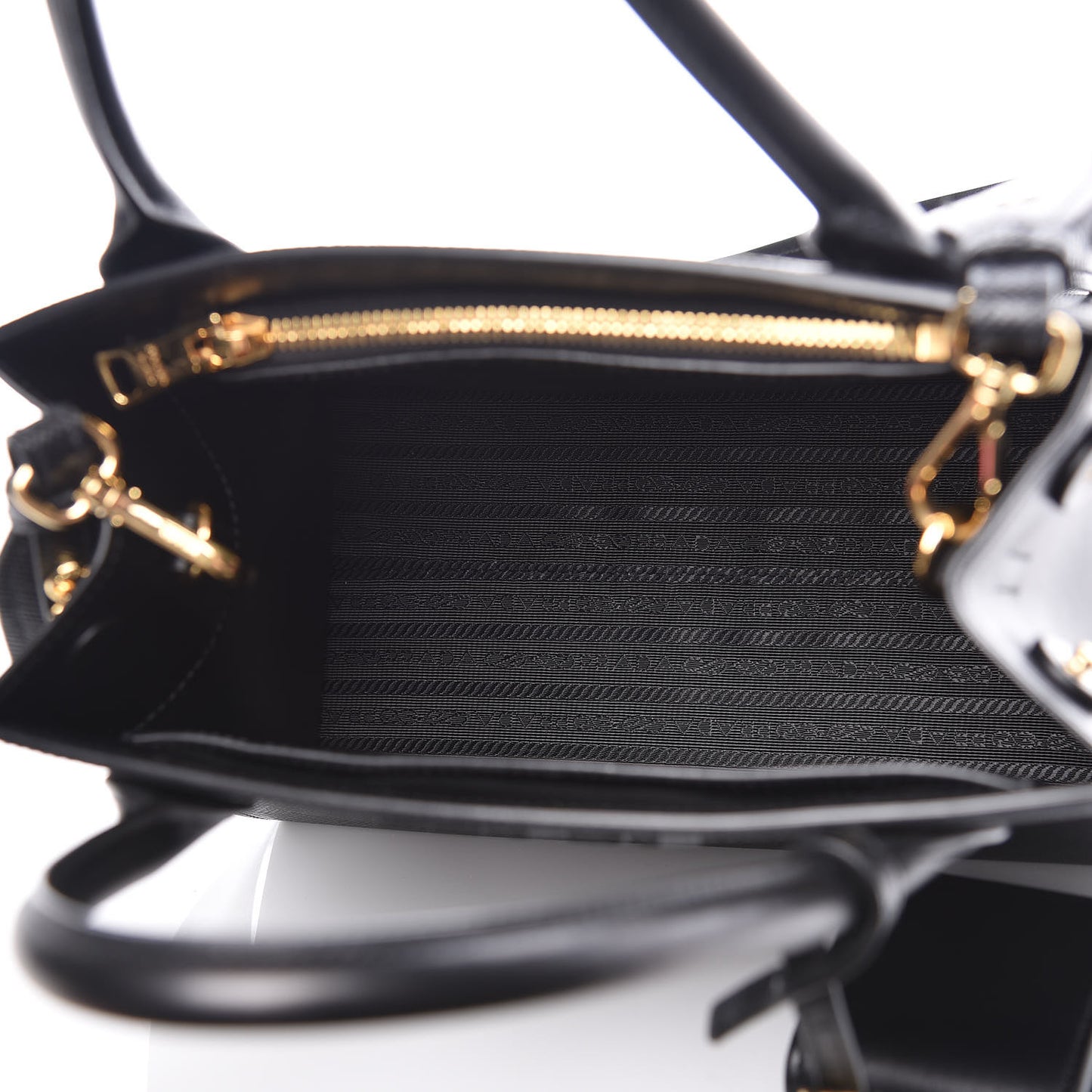 Saffiano Cuir Calfskin Small Monochrome Top Handle Tote Black
